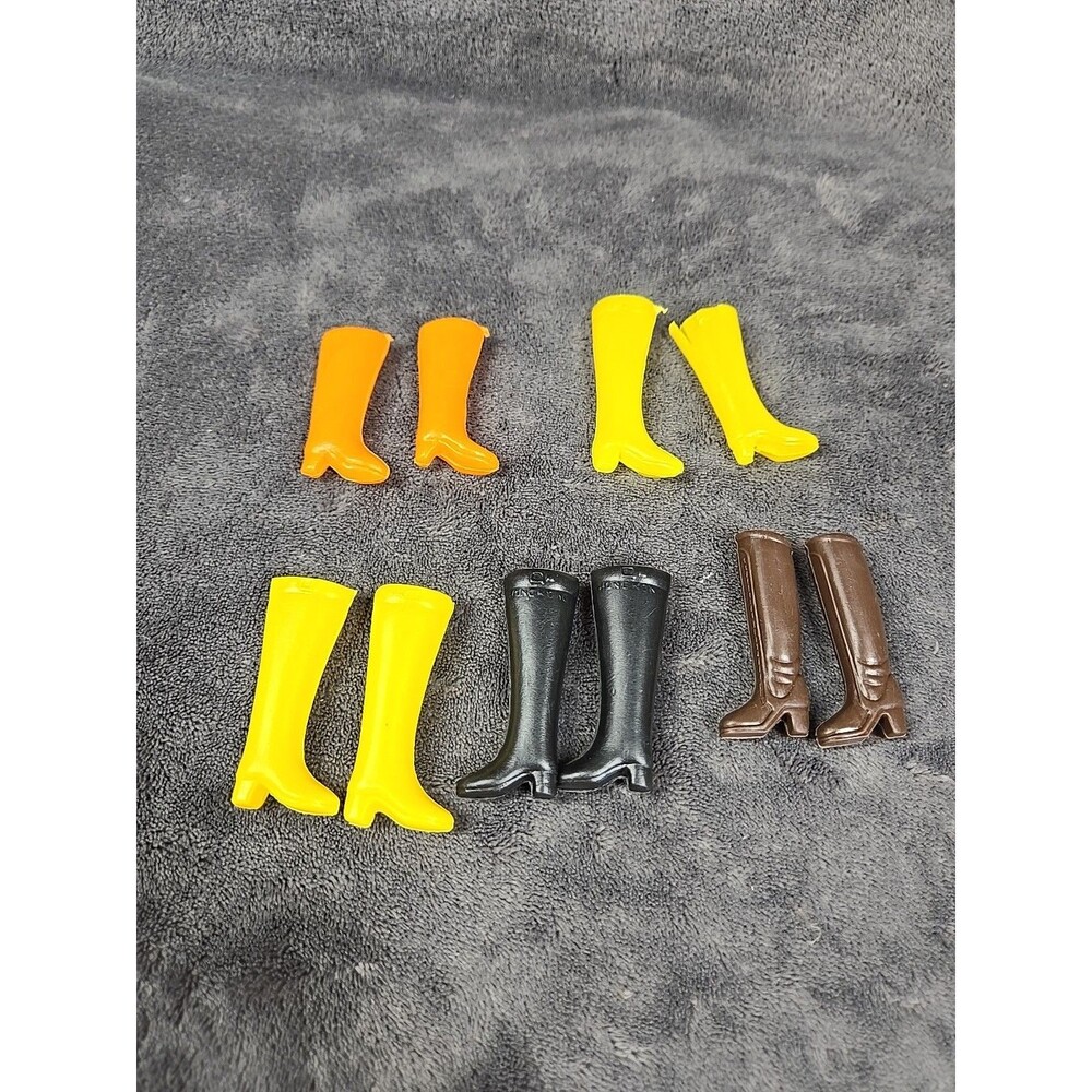 Vintage 1960's Barbie Boots, Hong Kong, Mix of 4 Hard & 1 Squishy Plastic
